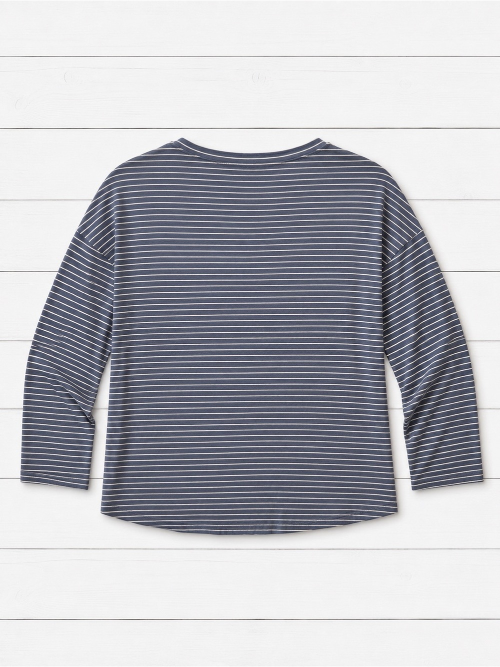 Love & Lore Gray Striped Long-Sleeve Crewneck Top - M - Picture 4 of 5